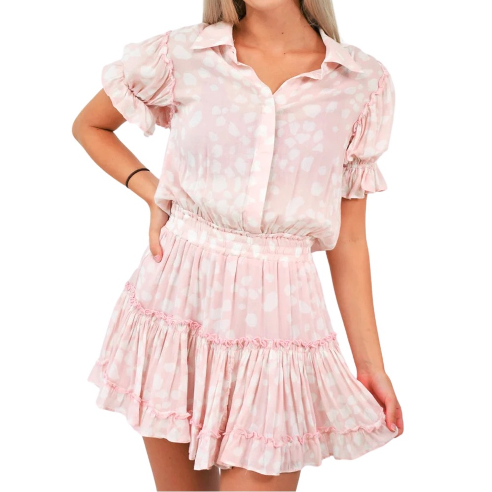 Skylar + Madison Pink Tiered Skater Mini Dress